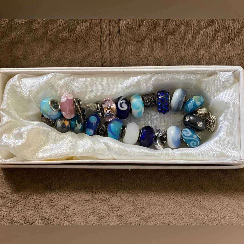 Handmade Bracelet with Charms and Blown Glass Beads - Picture 8 of 13